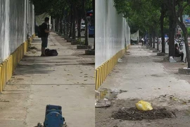 Cục sắt trên vỉa hè không còn nguy hiểm
