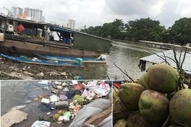 Chợ nổi trên dòng Kênh Tẻ lềnh bềnh rác
