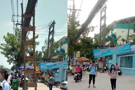 Đã thu hồi cây thang đỡ dây cáp