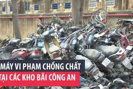 Xe máy vi phạm chồng chất tại các kho bãi công an