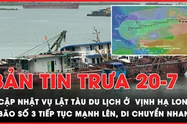 Bản tin trưa 20-7: Thông tin mới vụ đắm tàu ở Vịnh Hạ Long; Bão số 3 tiếp tục mạnh lên, di chuyển nhanh 