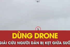 Kịch tính cảnh drone giải cứu người dân bị kẹt giữa suối