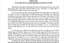 Sẽ báo cáo Bộ Tài chính vụ chậm trả tiền trợ cấp xã hội ở Đắk Lắk