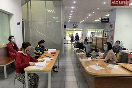 Phòng Công chứng số 5 thực hiện 5K khi làm việc trong thời gian giãn cách. Ảnh: TRÚC PHƯƠNG