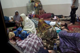 Một trại tạm cư ở vùng Pandeglang thuộc tỉnh BantenPandeglang thuộc tỉnh Banten. Ảnh: REUTERS