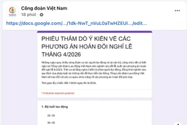 Tổng Liên đoàn đưa ra 3 phương án lấy ý kiến hoán đổi lịch nghỉ 30-4 và 1-5