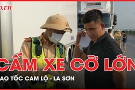 Ngày đầu cấm xe cỡ lớn vào cao tốc Cam Lộ - La Sơn