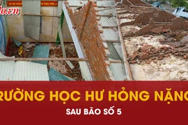 Trường học tan hoang, thầy giáo nghẹn ngào xin lỗi học trò sau bão số 5