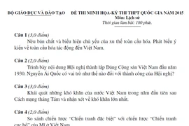 Thi thử THPT môn văn, gửi đề thi môn sử