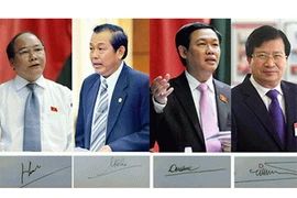 Chính phủ giới thiệu chữ ký của Thủ tướng và 3 phó thủ tướng 