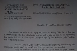 Sở GD&ĐT TP.HCM lên tiếng vụ bé lớp 1 nghi bị xâm hại