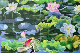 Bức tranh hoa sen ở sân bay Nội Bài đạt giải tại Ý