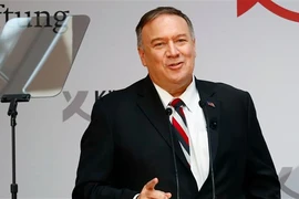  Ngoại trưởng Mỹ Mike Pompeo phát biểu tại một sự kiện tại Tổ chức Koerber ở thủ đô Berlin của Đức, ngày 8 -11 năm 2019. Ảnh: AFP
