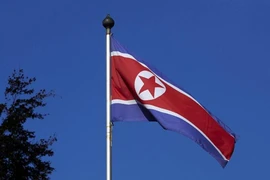 Quốc kỳ Triều Tiên treo tại Geneva, Thụy Sĩ ngày 2-10-2014.