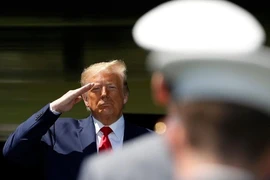 Tổng thống Mỹ Donald Trump tại Học viện Quân sự Mỹ ở West Point, New York tháng 6. Ảnh: AP
