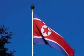 Cờ Triều Tiên tại Phái bộ thường trực của nước này ở Geneva. Ảnh: REUTERS