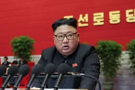 Chủ tịch Triều Tiên Kim Jong Un phát biểu trong Đại hội đảng ở Bình Nhưỡng, Triều Tiên, ngày 9-1.