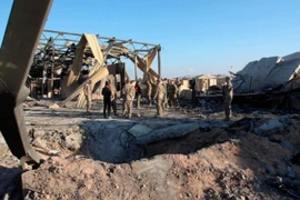 Các binh sĩ Mỹ tại khu vực căn cứ không quân Ain al-Asad bị Iran ném bom ở Anbar, ngày 13-1-2020.