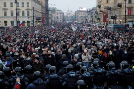 Một đợt biểu tình ủng hộ nhân vật đối lập Nga Alexei Navalny ở thủ đô Moscow hồi tháng 1. Ảnh: AFP