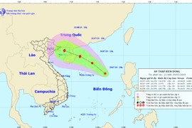 Vùng áp thấp đang xuất hiện trên biển Đông