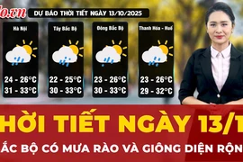 Dự báo thời tiết ngày 13-10: Bắc Bộ có mưa rào và giông diện rộng