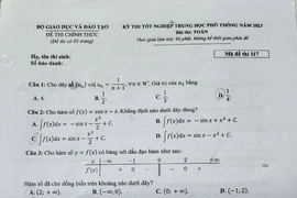 Đề thi môn Toán tốt nghiệp THPT 2023