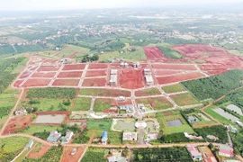 Một quả đồi, loại đất ở nông thôn đang được phân lô, quảng cáo là khu nghỉ dưỡng ở huyện Bảo Lâm (Lâm Đồng). Ảnh: CTV