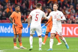 Eriksen đã trở lại và ghi bàn trong màu áo đội tuyển Đan Mạch. Ảnh: GETTY IMAGES 