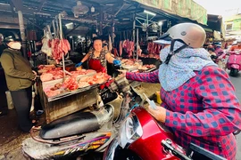 Hiện giá thịt heo bán lẻ trên thị trường TP.HCM đang nhích dần lên. Ảnh: TÚ UYÊN