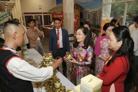 Bà Nguyễn Thị Lệ, Chủ tịch HĐND TP.HCM, gặp gỡ kiều bào nhân dịp mừng xuân 2025. Ảnh: HOÀNG GIANG