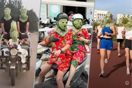 Video: Vui lạ 'khẩu trang lá sen' chống nắng
