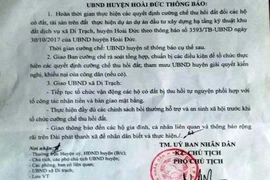 Hà Nội: Huyện Hoài Đức hoãn cưỡng chế thu hồi đất
