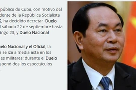 Cuba để quốc tang Chủ tịch nước Trần Đại Quang