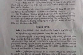 Hai giáo viên không chịu chuyển công tác bị kỷ luật khiển trách