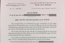 Nữ sinh luật bị đình chỉ 1 năm photo giáo trình cho ai?