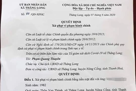 Thanh Hóa: Đang cách ly vẫn bỏ đi chơi, bị phạt 2 triệu đồng