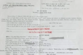 Quyết định xử phạt hành chính "nhiều không" của Công an TP.Nha Trang (ảnh: Công Nguyên)