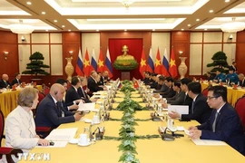 Ảnh: Tổng Bí thư Nguyễn Phú Trọng hội đàm với Tổng thống Putin