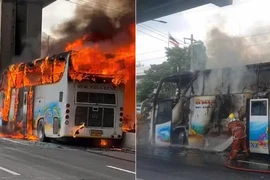 Thái Lan: Xe buýt học sinh chở 44 người bốc cháy dữ dội, tìm thấy 25 thi thể