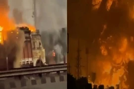 VIDEO: Xe chở gas va xe tải gần trạm xăng rồi nổ kinh hoàng, 14 người chết