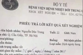 Bệnh viện thông tin vụ giả kết quả xét nghiệm virus Corona