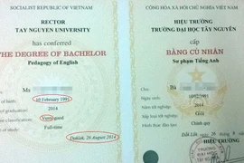 Bằng đại học sai chính tả
