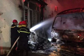 Ninh Thuận: Lửa thiêu rụi 2 ô tô trong đêm