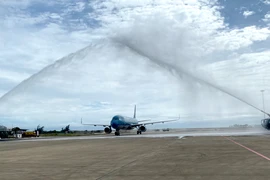 Khánh Hòa phun vòi rồng chào đón du khách quốc tế đầu tiên năm 2023