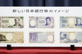 Mẫu các tờ tiền mới 10.000; 5.000 và 1.000 Yen - Ảnh : Kyodo