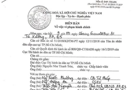 Lập biên bản vi phạm hành chính với bà Lê Hoàng Diệp Thảo