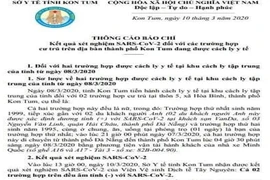 Kết quả xét nghiệm của 2 người bị cách ly ở Kon Tum