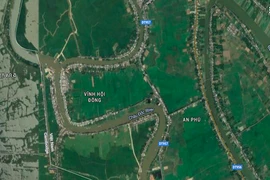 Sông Châu Đốc nơi tìm thấy thi thể cán bộ biên phòng gặp nạn. Ảnh: Google Maps