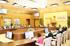Phiên họp thứ Ba Hội đồng bầu cử quốc gia. Ảnh: TTXVN