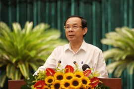 Bí thư Thành uỷ TP.HCM Nguyễn Văn Nên phát biểu khai mạc hội nghị. Ảnh: NGUYỆT NHI